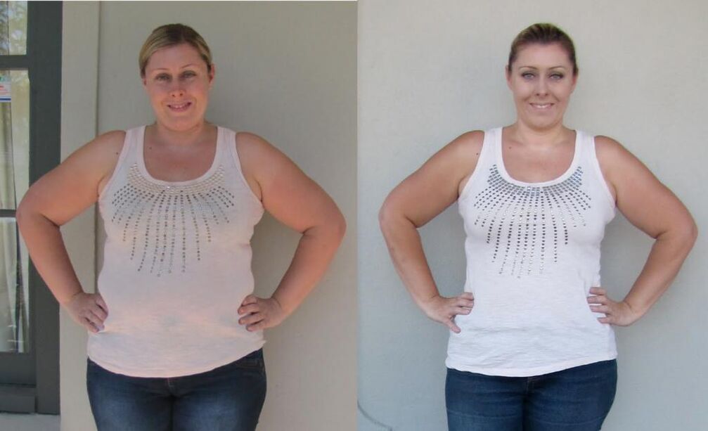 Before and after the 6-petal diet to lose weight