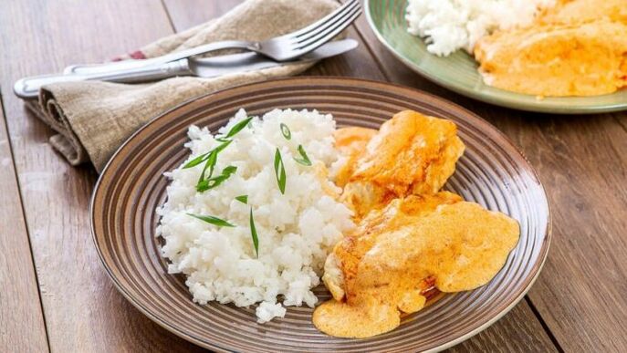 For lunch, owners of blood type 3 can cook cod with rice